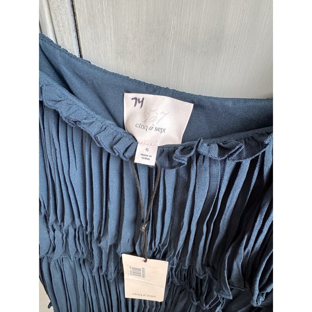 Cinq À Sept Elaine Dress Sz 6 NWT Sleeveless Navy Blue Tiered Pleated Midi Dress - Picture 12 of 16